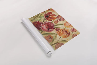 Expressive Tulips Neutral by Silvia Vassileva. shown as a rolled paper print. Available as archival giclee rolled canvas, fine art paper, or poster print. SKU 29160i.