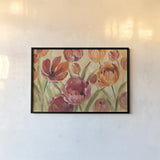 Expressive Tulips Neutral by Silvia Vassileva. shown as a paper print in a black flame. Available as a archival giclee rolled canvas, fine art paper, or poster print. SKU 29160i.