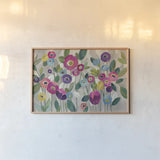 Fairy Tale Flowers V Pink by Silvia Vassileva. shown as a paper print in a natural frame. Available as a archival giclee rolled canvas, fine art paper, or poster print. SKU 29183i.