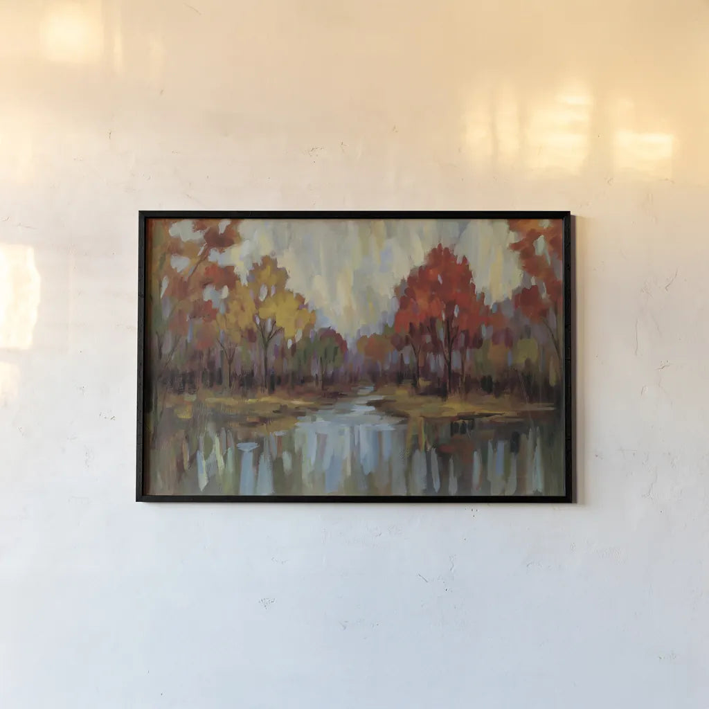 Fall Aquarelle by Silvia Vassileva. shown as a paper print in a black flame. Available as a archival giclee rolled canvas, fine art paper, or poster print. SKU 50136i.