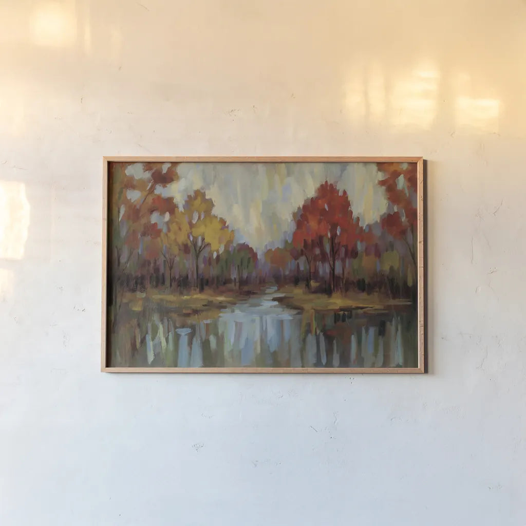 Fall Aquarelle by Silvia Vassileva. shown as a paper print in a natural frame. Available as a archival giclee rolled canvas, fine art paper, or poster print. SKU 50136i.