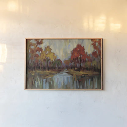 Fall Aquarelle by Silvia Vassileva. shown as a paper print in a natural frame. Available as a archival giclee rolled canvas, fine art paper, or poster print. SKU 50136i.