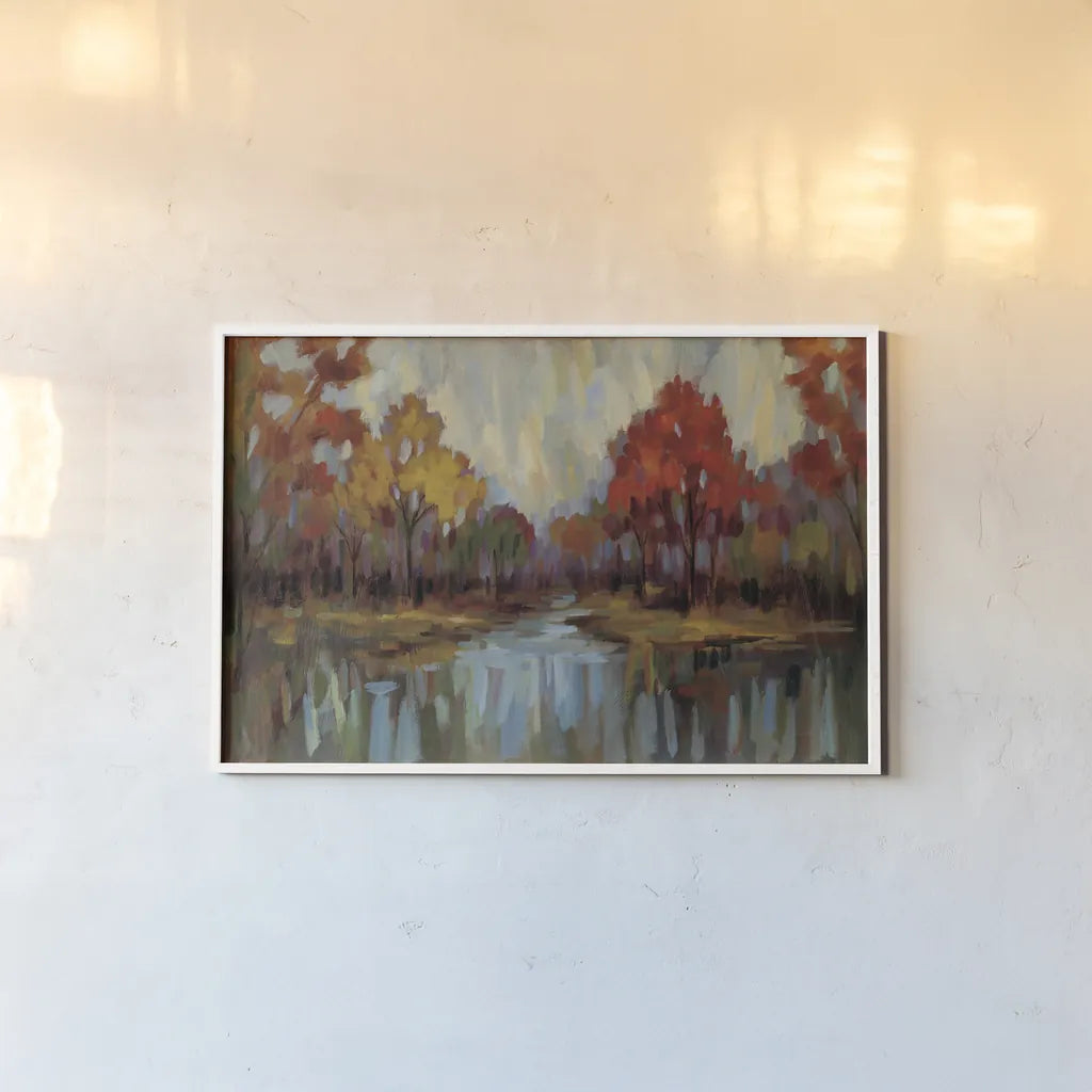 Fall Aquarelle by Silvia Vassileva. shown as a paper print in a white frame. Available as a archival giclee rolled canvas, fine art paper, or poster print. SKU 50136i.