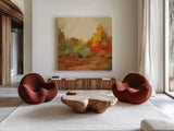 Fall Forest II by Silvia Vassileva. Shown as extra-large giant wall art in a modern living room. Available as an archival giclee rolled canvas, fine art paper, or poster print. SKU 11248a.