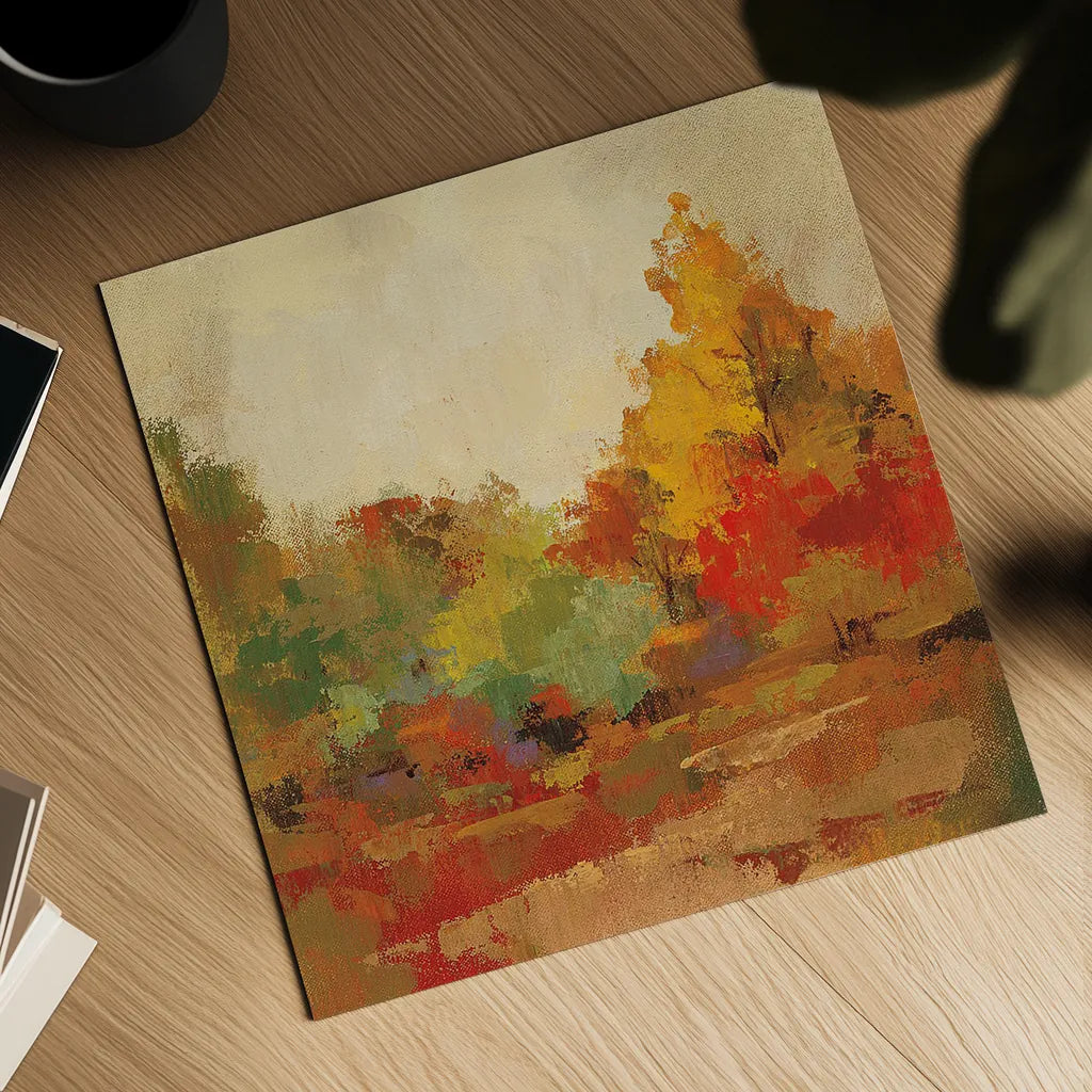 Fall Forest II by Silvia Vassileva. Shown as a detailed flat fine art print, highlighting archival giclee quality. Available as an archival giclee rolled canvas, fine art paper, or poster print. SKU 15821a.