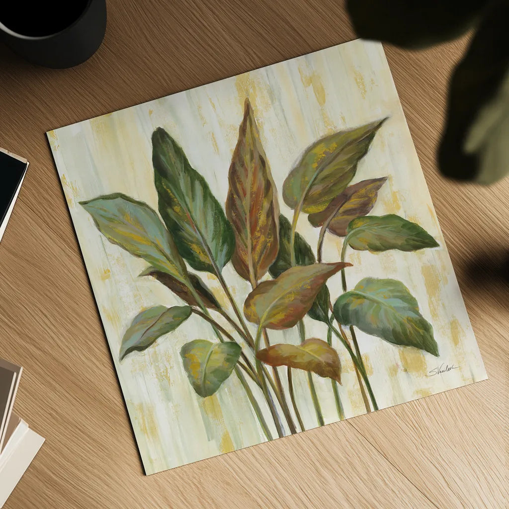 Fall Greenhouse Leaves by Silvia Vassileva. Shown as a detailed flat fine art print, highlighting archival giclee quality. Available as an archival giclee rolled canvas, fine art paper, or poster print. SKU 68337a.