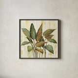 Fall Greenhouse Leaves by Silvia Vassileva. Shown in a sleek black glass frame for a contemporary gallery look. Available as an archival giclee rolled canvas, fine art paper, or poster print. SKU 68337a.