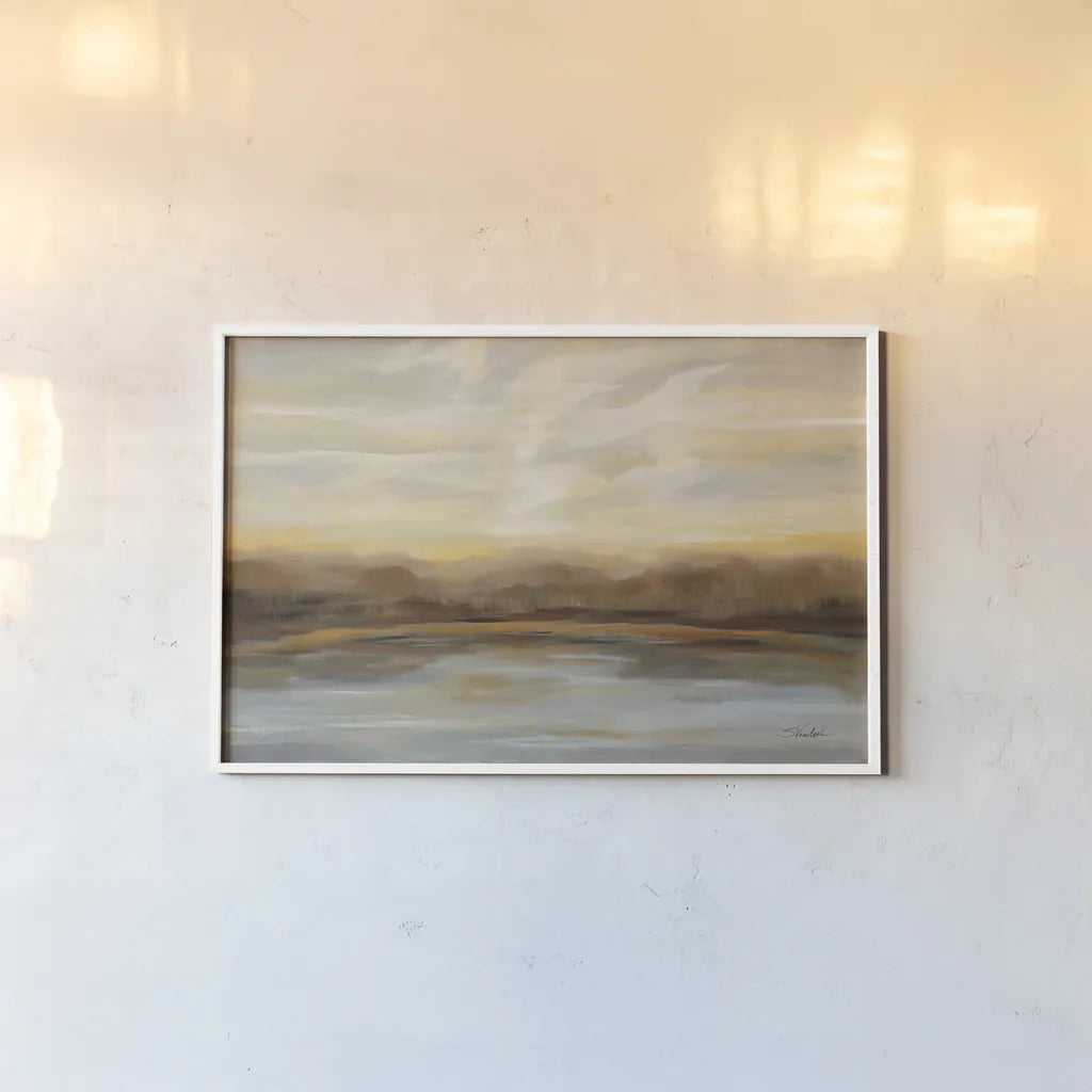 Fall Lake Sunset by Silvia Vassileva. shown as a paper print in a white frame. Available as a archival giclee rolled canvas, fine art paper, or poster print. SKU 68338i.