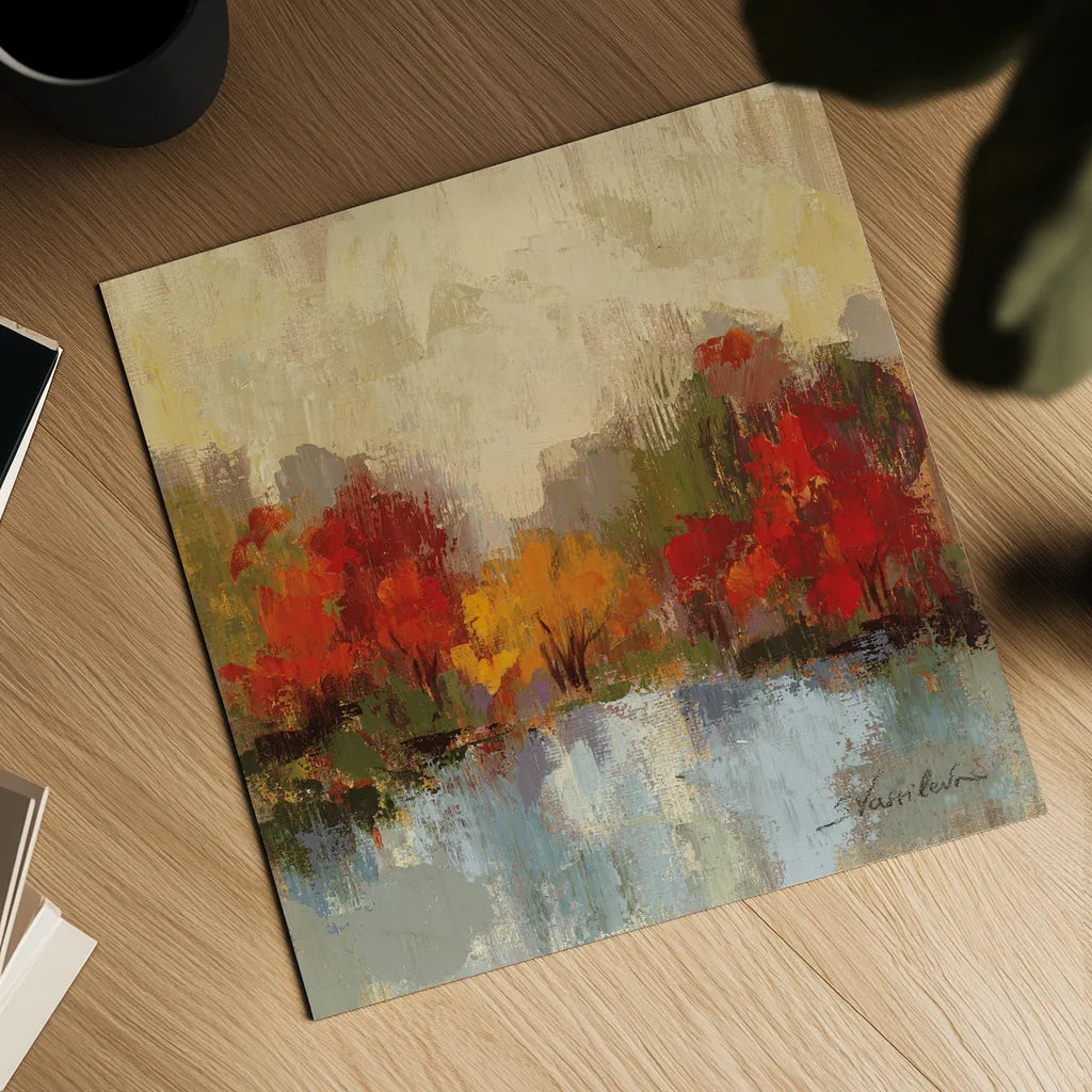 Fall Riverside I by Silvia Vassileva. Shown as a detailed flat fine art print, highlighting archival giclee quality. Available as an archival giclee rolled canvas, fine art paper, or poster print. SKU 11881a.