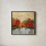 Fall Riverside I by Silvia Vassileva. Shown in a sleek black glass frame for a contemporary gallery look. Available as an archival giclee rolled canvas, fine art paper, or poster print. SKU 11881a.