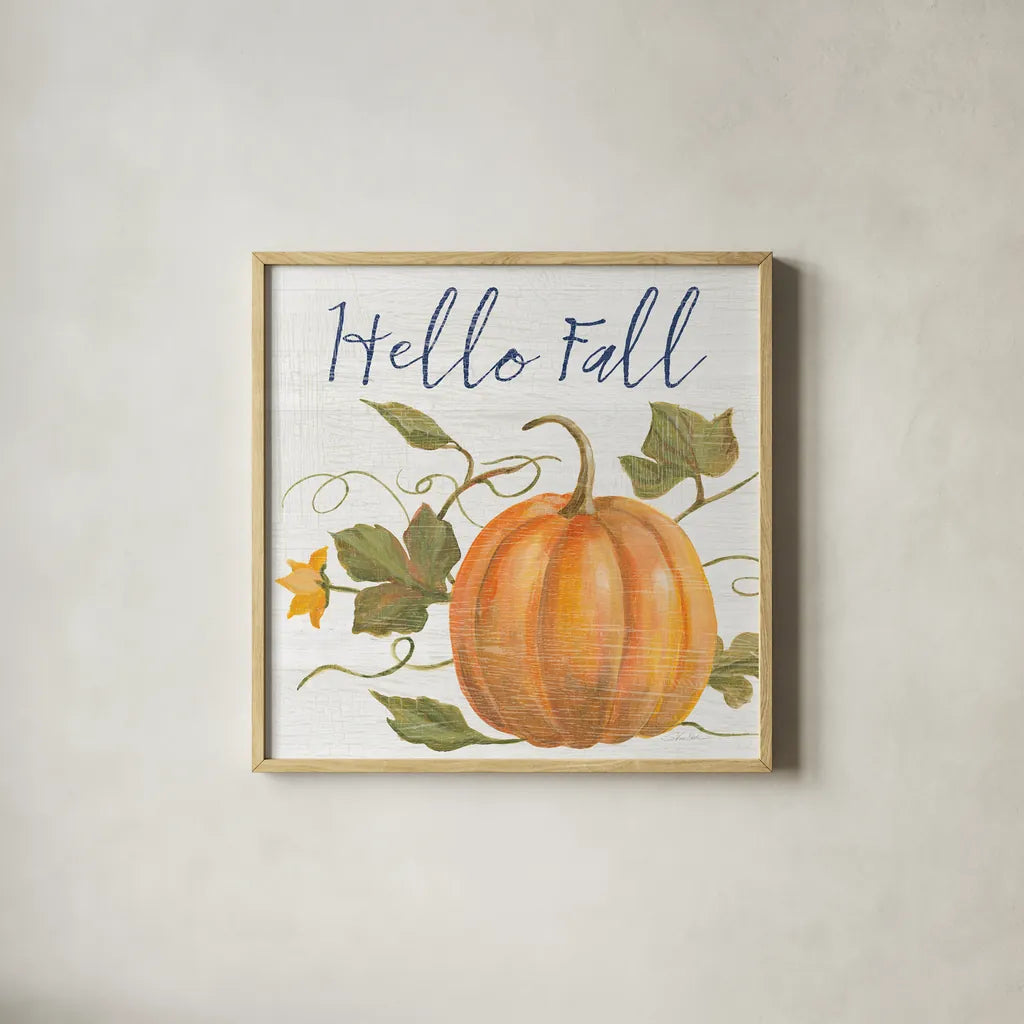 Fall Splendor V Navy by Silvia Vassileva. Shown in a natural wood glass frame for a timeless modern aesthetic. Available as an archival giclee rolled canvas, fine art paper, or poster print. SKU 74791a.