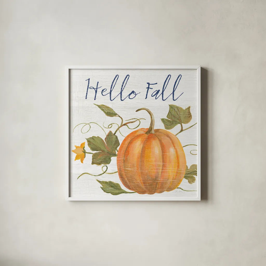 Fall Splendor V Navy by Silvia Vassileva. Shown in a crisp white glass frame for a clean and minimalist style. Available as an archival giclee rolled canvas, fine art paper, or poster print. SKU 74791a.