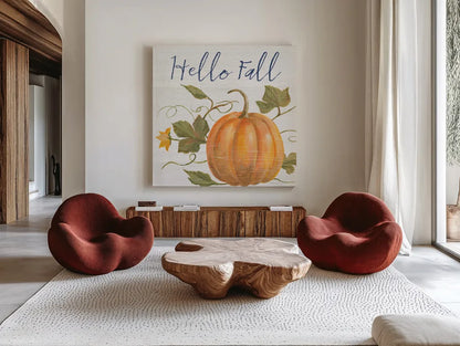 Fall Splendor V Navy by Silvia Vassileva. Shown as extra-large giant wall art in a modern living room. Available as an archival giclee rolled canvas, fine art paper, or poster print. SKU 74791a.