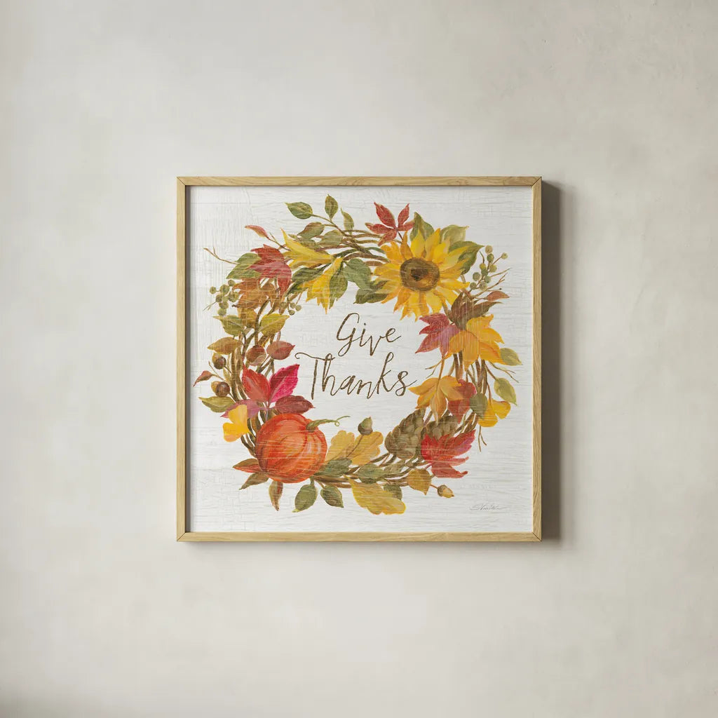 Fall Splendor VII by Silvia Vassileva. Shown in a natural wood glass frame for a timeless modern aesthetic. Available as an archival giclee rolled canvas, fine art paper, or poster print. SKU 56609a.