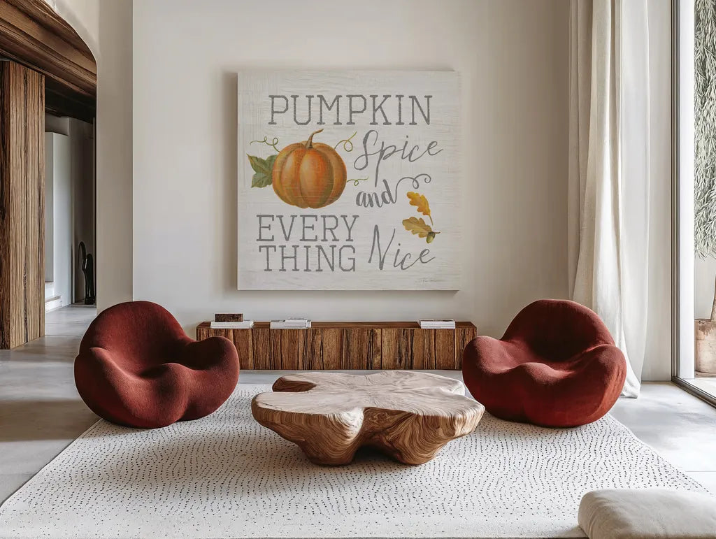 Fall Splendor VIII by Silvia Vassileva. Shown as extra-large giant wall art in a modern living room. Available as an archival giclee rolled canvas, fine art paper, or poster print. SKU 56610a.