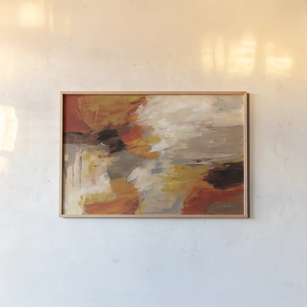 Falling Leaves by Silvia Vassileva. shown as a paper print in a natural frame. Available as a archival giclee rolled canvas, fine art paper, or poster print. SKU 75419i.