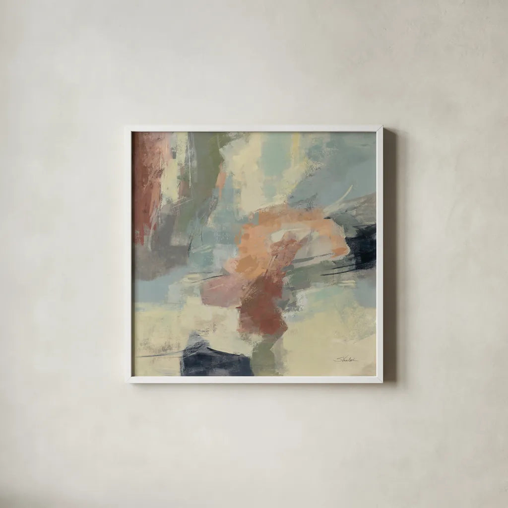 Farm Field by Silvia Vassileva. Shown in a crisp white glass frame for a clean and minimalist style. Available as an archival giclee rolled canvas, fine art paper, or poster print. SKU 71966a.