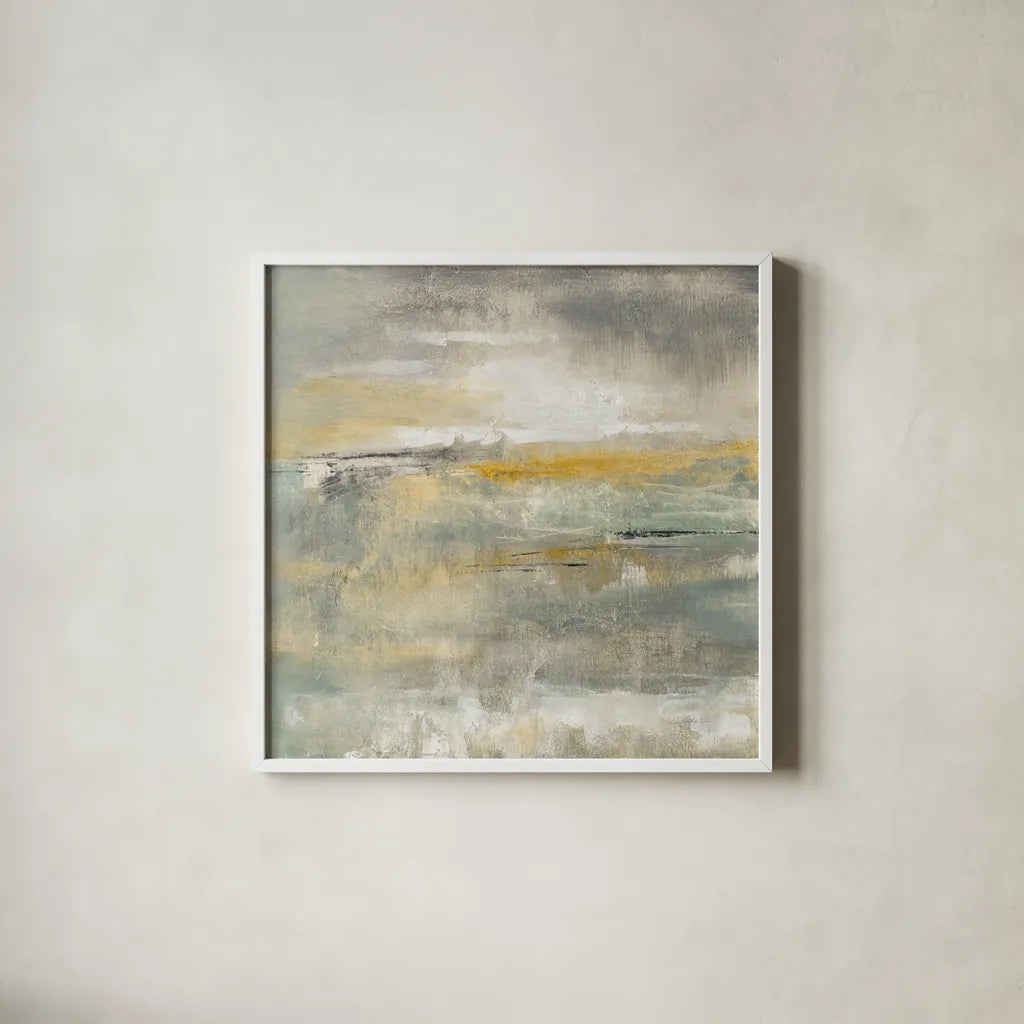 February Sky by Silvia Vassileva. Shown in a crisp white glass frame for a clean and minimalist style. Available as an archival giclee rolled canvas, fine art paper, or poster print. SKU 31683a.
