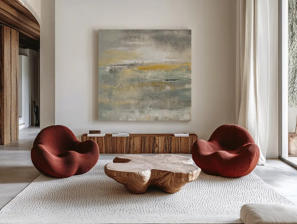 February Sky by Silvia Vassileva. Shown as extra-large giant wall art in a modern living room. Available as an archival giclee rolled canvas, fine art paper, or poster print. SKU 31683a.