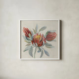 Field Bloom I by Silvia Vassileva. Shown in a crisp white glass frame for a clean and minimalist style. Available as an archival giclee rolled canvas, fine art paper, or poster print. SKU 63982a.