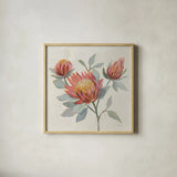 Field Bloom II by Silvia Vassileva. Shown in a natural wood glass frame for a timeless modern aesthetic. Available as an archival giclee rolled canvas, fine art paper, or poster print. SKU 63983a.