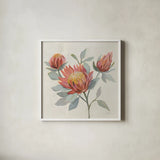 Field Bloom II by Silvia Vassileva. Shown in a crisp white glass frame for a clean and minimalist style. Available as an archival giclee rolled canvas, fine art paper, or poster print. SKU 63983a.