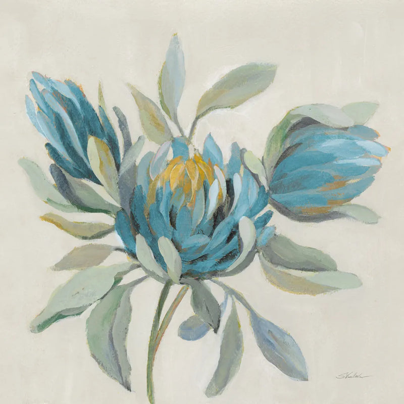 Field Floral I Blue by Silvia Vassileva. SKU 65017a. Archival Giclee Fine art print for wall decor.