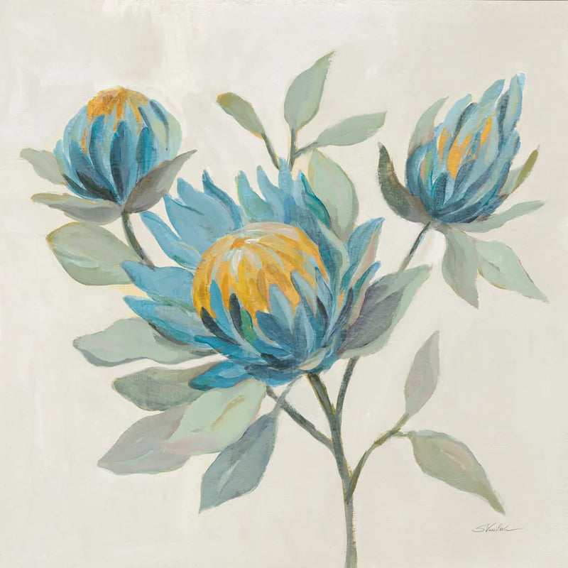 Field Floral II Blue by Silvia Vassileva. SKU 65018a. Archival Giclee Fine art print for wall decor.