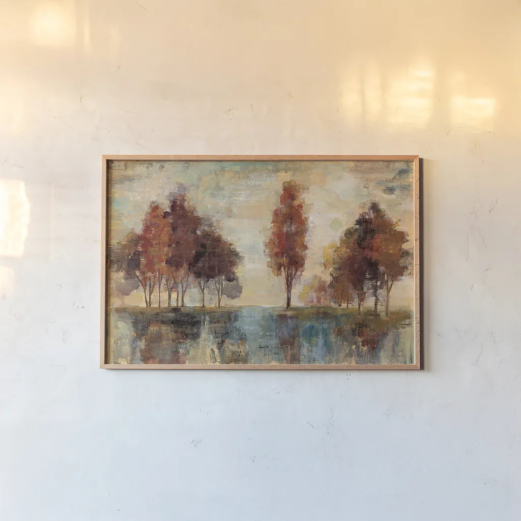 Field and Forest by Silvia Vassileva. shown as a paper print in a natural frame. Available as a archival giclee rolled canvas, fine art paper, or poster print. SKU 22519i.