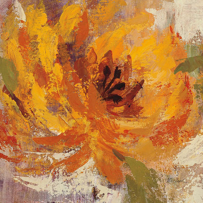 Fiery Dahlias I Golden Flower by Silvia Vassileva. SKU 15706a. Archival Giclee Fine art print for wall decor.