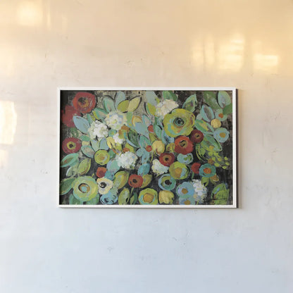 Fiesta Floral by Silvia Vassileva. shown as a paper print in a white frame. Available as a archival giclee rolled canvas, fine art paper, or poster print. SKU 28785i.