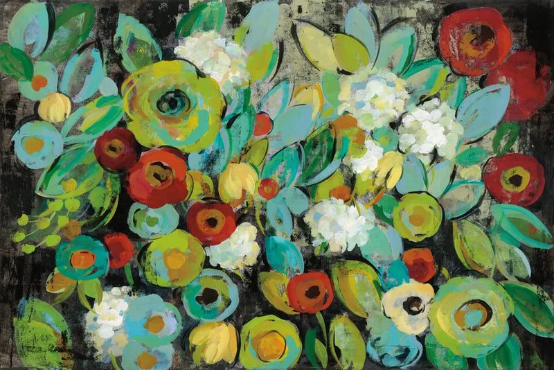 Fiesta Floral Flipped by Silvia Vassileva. SKU 37302i. Archival Giclee Fine art print for wall decor.