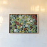 Fiesta Floral Flipped by Silvia Vassileva. shown as a paper print in a natural frame. Available as a archival giclee rolled canvas, fine art paper, or poster print. SKU 37302i.