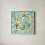 Fjord Floral I by Silvia Vassileva. Shown in a natural wood glass frame for a timeless modern aesthetic. Available as an archival giclee rolled canvas, fine art paper, or poster print. SKU 25210a.