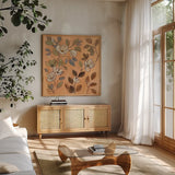Flea Market Finds by Silvia Vassileva. Shown in a natural wood frame in a cozy modern living room. Available as an archival giclee rolled canvas, fine art paper, or poster print. SKU 86522a.