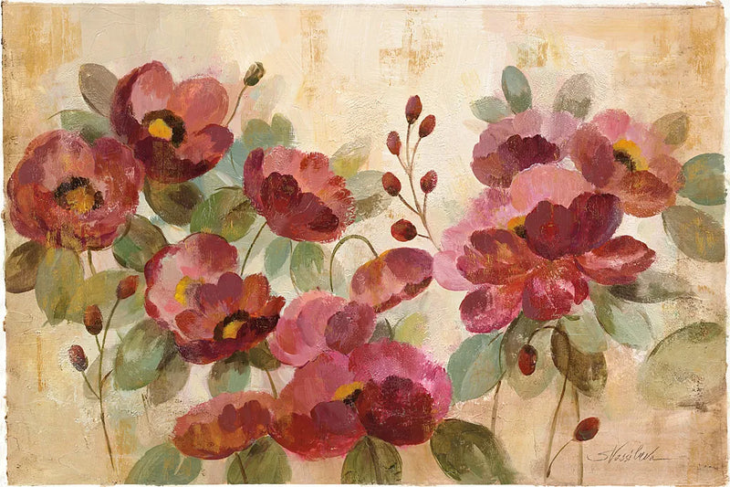 Fleurs Rouge by Silvia Vassileva. SKU 15877i. Archival Giclee Fine art print for wall decor.