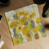 Floating Yellow Flowers V by Silvia Vassileva. Shown as a detailed flat fine art print, highlighting archival giclee quality. Available as an archival giclee rolled canvas, fine art paper, or poster print. SKU 27815a.