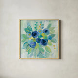 Floral Array by Silvia Vassileva. Shown in a natural wood glass frame for a timeless modern aesthetic. Available as an archival giclee rolled canvas, fine art paper, or poster print. SKU 46908a.