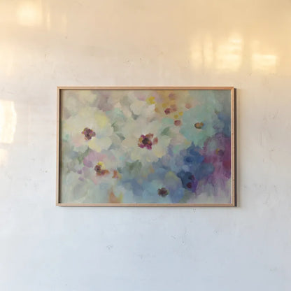 Floral Extravaganza by Silvia Vassileva. shown as a paper print in a natural frame. Available as a archival giclee rolled canvas, fine art paper, or poster print. SKU 53711i.