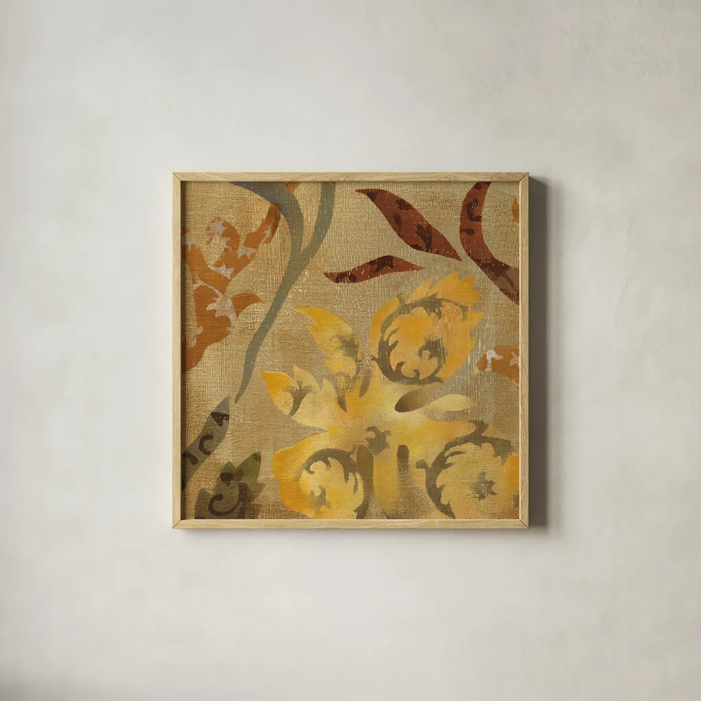 Floral Fragment I by Silvia Vassileva. Shown in a natural wood glass frame for a timeless modern aesthetic. Available as an archival giclee rolled canvas, fine art paper, or poster print. SKU 3797a.