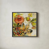 Floral Joy by Silvia Vassileva. Shown in a sleek black glass frame for a contemporary gallery look. Available as an archival giclee rolled canvas, fine art paper, or poster print. SKU 28655a.