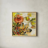 Floral Joy by Silvia Vassileva. Shown in a natural wood glass frame for a timeless modern aesthetic. Available as an archival giclee rolled canvas, fine art paper, or poster print. SKU 28655a.