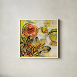 Floral Joy by Silvia Vassileva. Shown in a crisp white glass frame for a clean and minimalist style. Available as an archival giclee rolled canvas, fine art paper, or poster print. SKU 28655a.