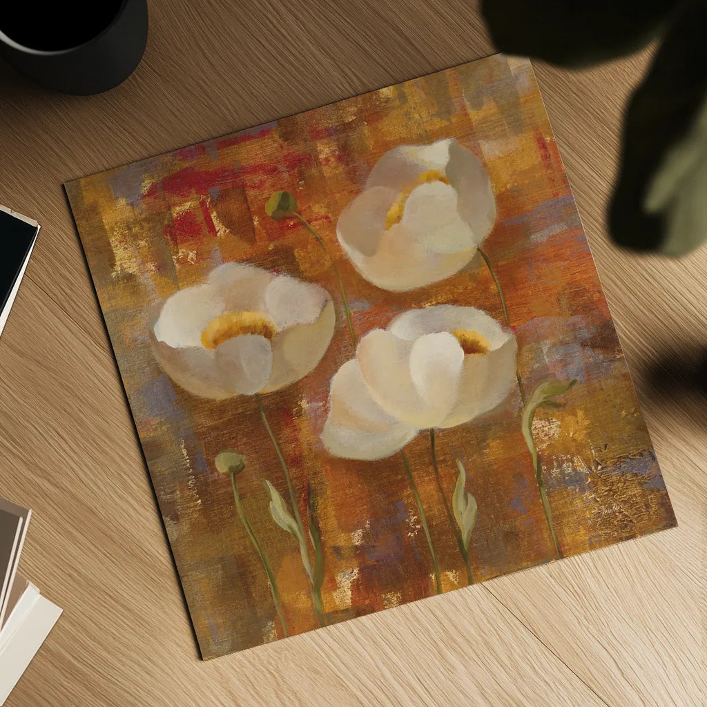 Floral Trio II by Silvia Vassileva. Shown as a detailed flat fine art print, highlighting archival giclee quality. Available as an archival giclee rolled canvas, fine art paper, or poster print. SKU 3747a.