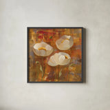 Floral Trio II by Silvia Vassileva. Shown in a sleek black glass frame for a contemporary gallery look. Available as an archival giclee rolled canvas, fine art paper, or poster print. SKU 3747a.