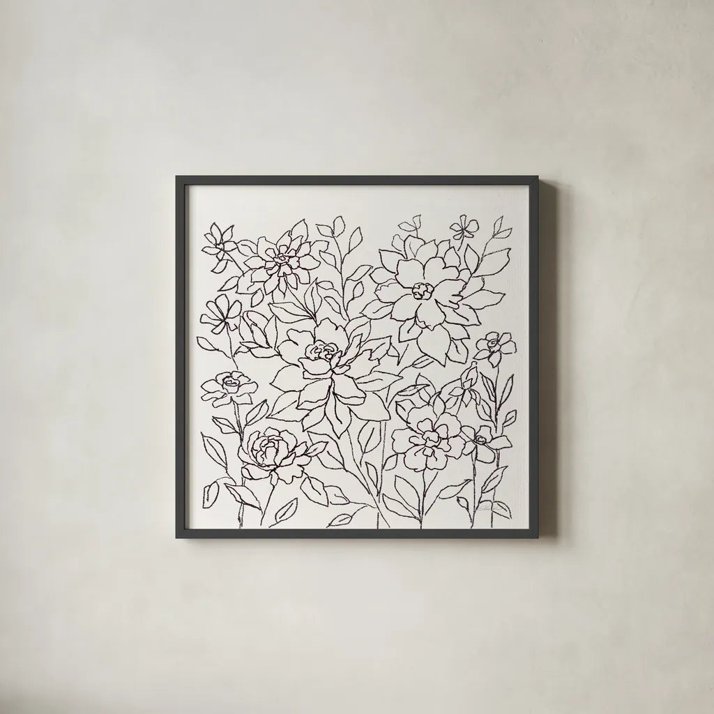 Flower Lace I by Silvia Vassileva. Shown in a sleek black glass frame for a contemporary gallery look. Available as an archival giclee rolled canvas, fine art paper, or poster print. SKU 74689a.