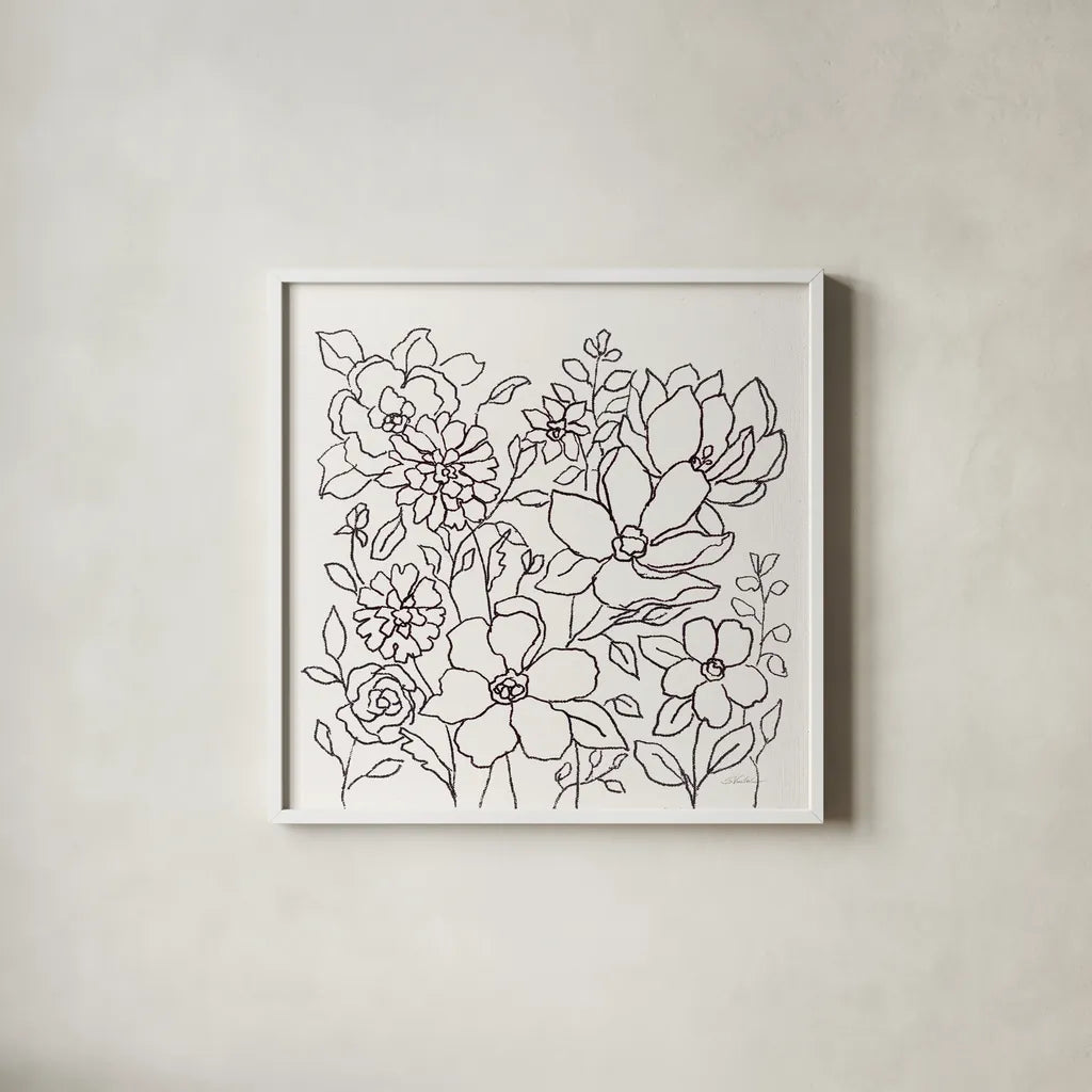 Flower Lace II by Silvia Vassileva. Shown in a crisp white glass frame for a clean and minimalist style. Available as an archival giclee rolled canvas, fine art paper, or poster print. SKU 74690a.