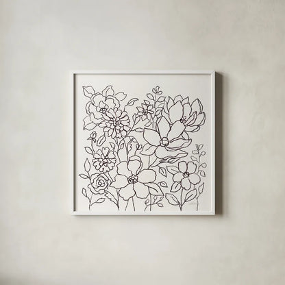 Flower Lace II by Silvia Vassileva. Shown in a crisp white glass frame for a clean and minimalist style. Available as an archival giclee rolled canvas, fine art paper, or poster print. SKU 74690a.