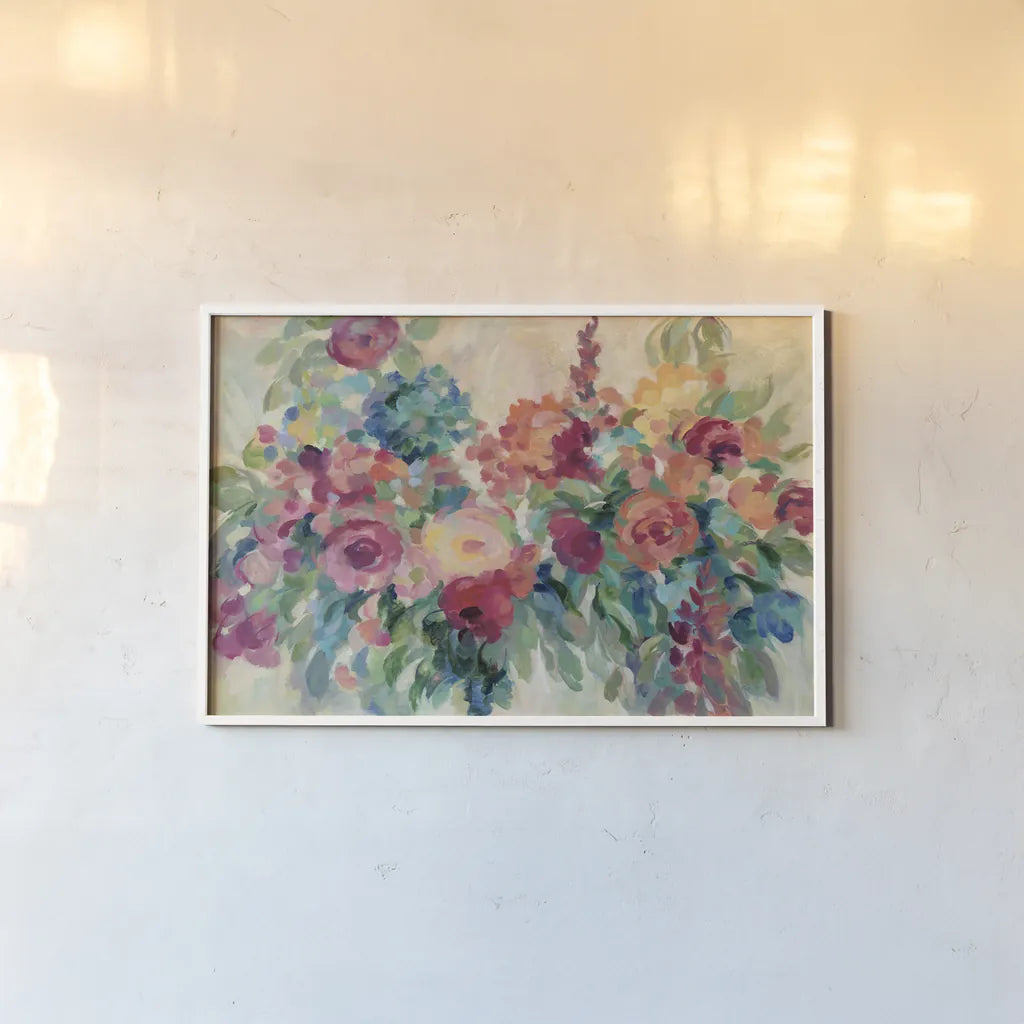 Flower Market by Silvia Vassileva. shown as a paper print in a white frame. Available as a archival giclee rolled canvas, fine art paper, or poster print. SKU 55089i.