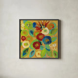 Flower Market II by Silvia Vassileva. Shown in a sleek black glass frame for a contemporary gallery look. Available as an archival giclee rolled canvas, fine art paper, or poster print. SKU 27128a.